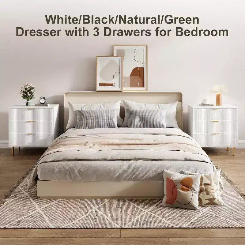 3-Drawer Dresser, Modern Wooden Bedroom Chest of Drawers With Storage Drawers, Farmhouse Style TV Stand for Living Room, Bedroom, Hallway