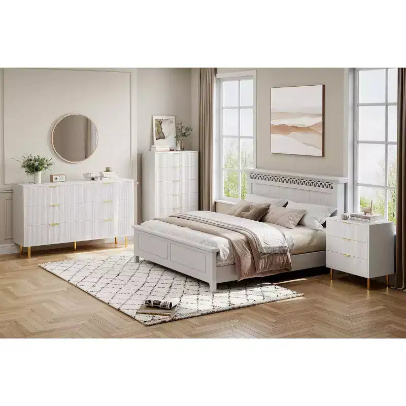 3-Drawer Dresser, Modern Wooden Bedroom Chest of Drawers With Storage Drawers, Farmhouse Style TV Stand for Living Room, Bedroom, Hallway