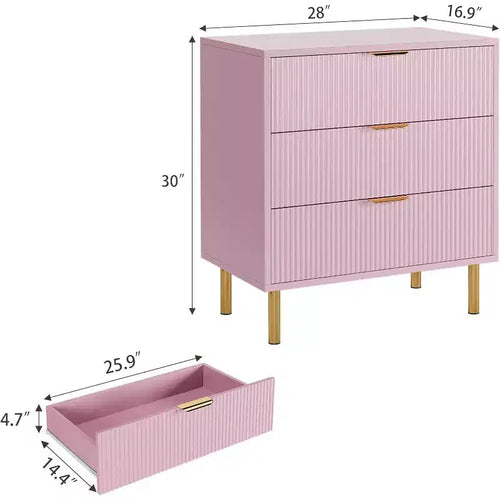 3-Drawer Dresser, Modern Wooden Bedroom Chest of Drawers With Storage Drawers, Farmhouse Style TV Stand for Living Room, Bedroom, Hallway