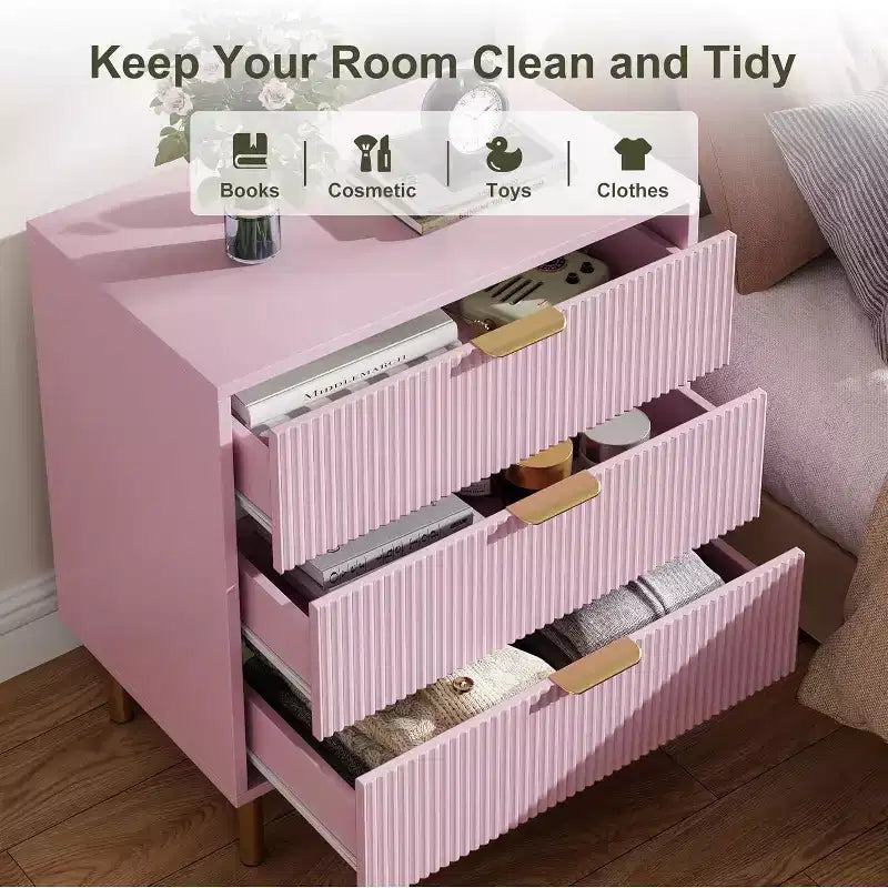 3-Drawer Dresser, Modern Wooden Bedroom Chest of Drawers With Storage Drawers, Farmhouse Style TV Stand for Living Room, Bedroom, Hallway