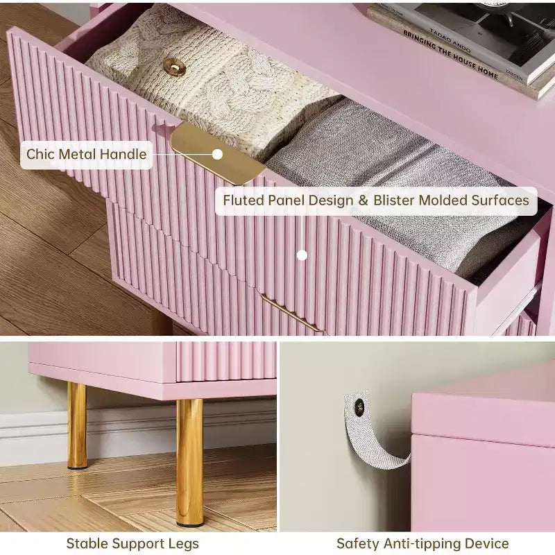3-Drawer Dresser, Modern Wooden Bedroom Chest of Drawers With Storage Drawers, Farmhouse Style TV Stand for Living Room, Bedroom, Hallway
