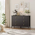 6-Drawer Dresser, Modern Wooden Bedroom Chest of Drawers With Storage Drawers, Farmhouse Style TV Stand for Living Room, Bedroom, Hallway