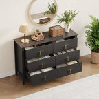 6-Drawer Dresser, Modern Wooden Bedroom Chest of Drawers With Storage Drawers, Farmhouse Style TV Stand for Living Room, Bedroom, Hallway
