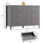 6-Drawer Dresser, Modern Wooden Bedroom Chest of Drawers With Storage Drawers, Farmhouse Style TV Stand for Living Room, Bedroom, Hallway
