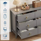 6-Drawer Dresser, Modern Wooden Bedroom Chest of Drawers With Storage Drawers, Farmhouse Style TV Stand for Living Room, Bedroom, Hallway
