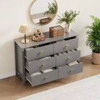 6-Drawer Dresser, Modern Wooden Bedroom Chest of Drawers With Storage Drawers, Farmhouse Style TV Stand for Living Room, Bedroom, Hallway