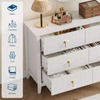 6-Drawer Dresser, Modern Wooden Bedroom Chest of Drawers With Storage Drawers, Farmhouse Style TV Stand for Living Room, Bedroom, Hallway