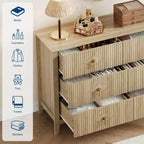 6-Drawer Dresser, Modern Wooden Bedroom Chest of Drawers With Storage Drawers, Farmhouse Style TV Stand for Living Room, Bedroom, Hallway