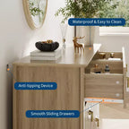 6-Drawer Dresser, Modern Wooden Bedroom Chest of Drawers With Storage Drawers, Farmhouse Style TV Stand for Living Room, Bedroom, Hallway
