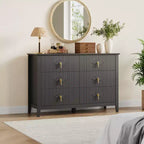 6-Drawer Dresser, Modern Wooden Bedroom Chest of Drawers With Storage Drawers, Farmhouse Style TV Stand for Living Room, Bedroom, Hallway