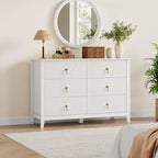 6-Drawer Dresser, Modern Wooden Bedroom Chest of Drawers With Storage Drawers, Farmhouse Style TV Stand for Living Room, Bedroom, Hallway