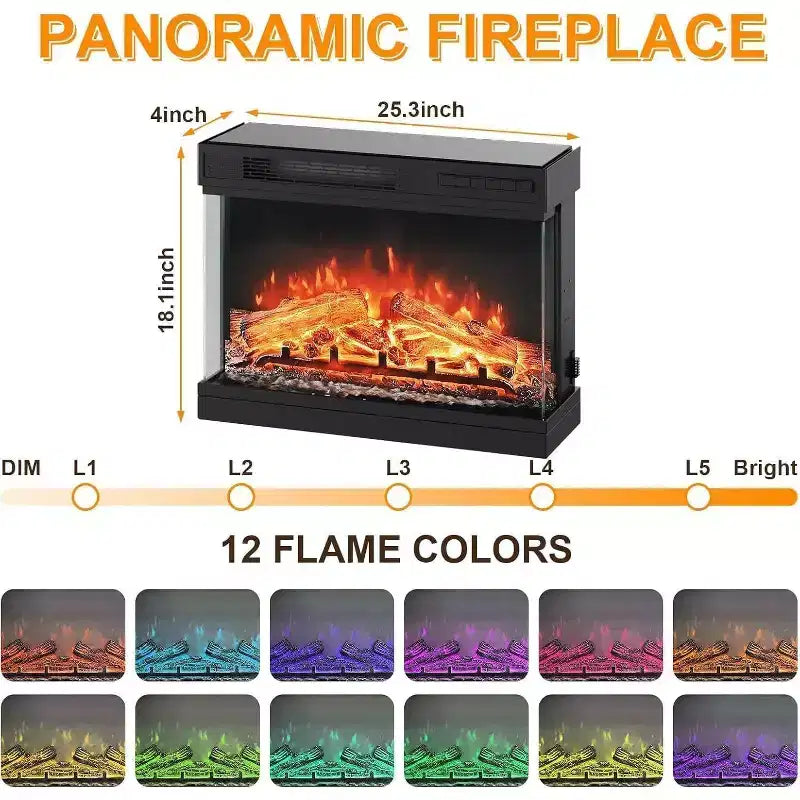 Fireplace TV Stand, 59'' TV Stand with Fireplace, Electric Fireplace Heater, Entertainment Center with Frame and LED Light Colors, TV Console Cabinet