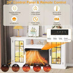 Fireplace TV Stand, 59'' TV Stand with Fireplace, Electric Fireplace Heater, Entertainment Center with Frame and LED Light Colors, TV Console Cabinet