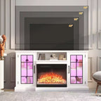 Fireplace TV Stand, 59'' TV Stand with Fireplace, Electric Fireplace Heater, Entertainment Center with Frame and LED Light Colors, TV Console Cabinet