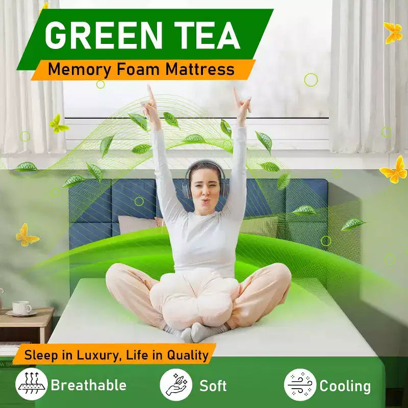 BestMassage 12 Inch Green Tea Memory Foam Mattress Cooling Gel Infused Mattress Medium Firm Mattresses