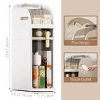 Slim Bathroom Storage Cabinet, Narrow Cabinet Dresser with Drawers, Wheels, Handle & Toilet Paper Holder