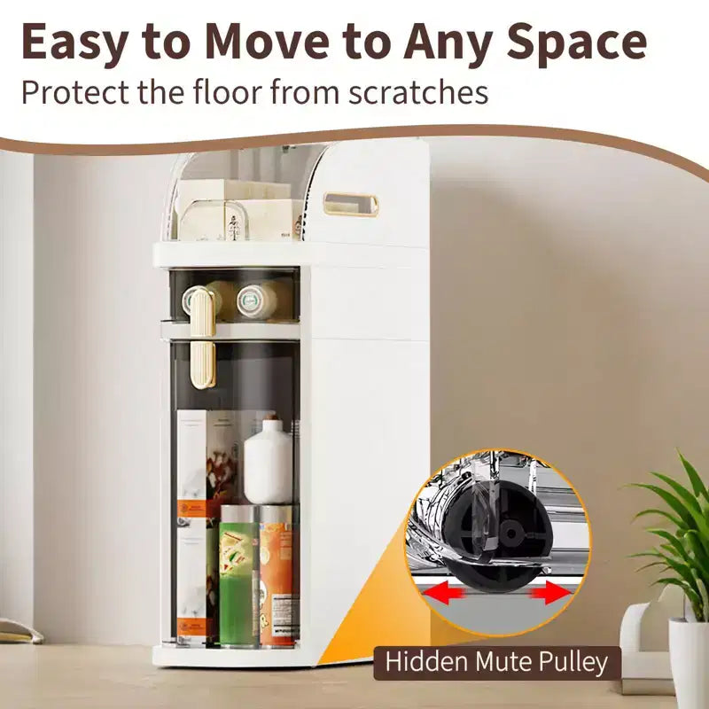 Slim Bathroom Storage Cabinet, Narrow Cabinet Dresser with Drawers, Wheels, Handle & Toilet Paper Holder