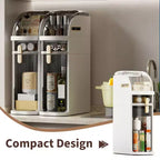 Slim Bathroom Storage Cabinet, Narrow Cabinet Dresser with Drawers, Wheels, Handle & Toilet Paper Holder