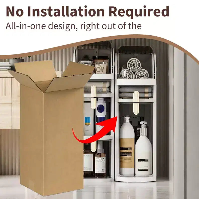 Slim Bathroom Storage Cabinet, Narrow Cabinet Dresser with Drawers, Wheels, Handle & Toilet Paper Holder