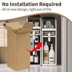 Slim Bathroom Storage Cabinet, Narrow Cabinet Dresser with Drawers, Wheels, Handle & Toilet Paper Holder