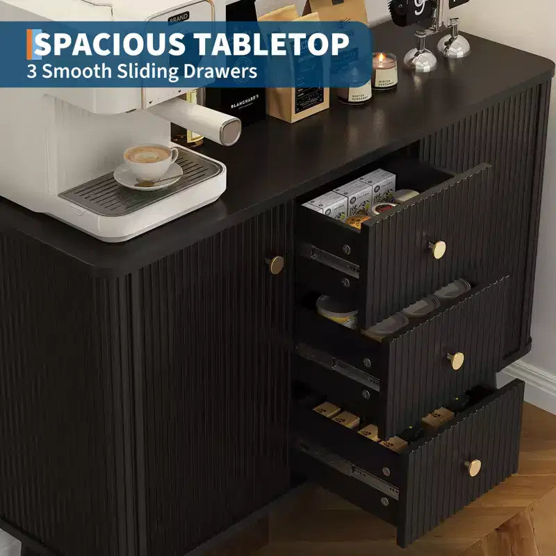 CuisinSmart 47 Sideboard Buffet Cabinet with Drawers, Fluted Accent Storage Cabinet with 2 Doors&3 Drawers, Modern Credenza for Entryway Living Room