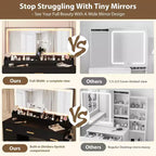Vanity Desk with Large Mirror and Lights, 45.9In Makeup Vanity Desk, Adjustable Brightness, Power Outlet, 8 Drawers, for Powder Room and Bedroom