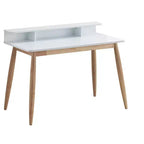 Okak 43IN Mid-Century Wooden Office Desk with Display Shelves, Writing Desk with Elegent Design, Computer Desk for Living Room, Bedroom