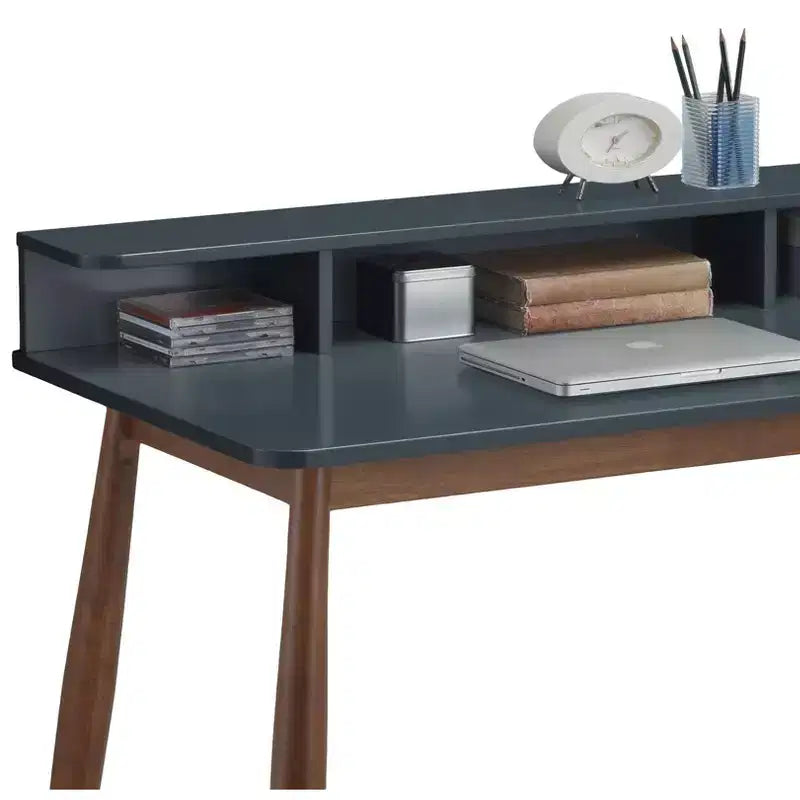 Okak 43IN Mid-Century Wooden Office Desk with Display Shelves, Writing Desk with Elegent Design, Computer Desk for Living Room, Bedroom