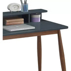 Okak 43IN Mid-Century Wooden Office Desk with Display Shelves, Writing Desk with Elegent Design, Computer Desk for Living Room, Bedroom