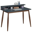 Okak 43IN Mid-Century Wooden Office Desk with Display Shelves, Writing Desk with Elegent Design, Computer Desk for Living Room, Bedroom