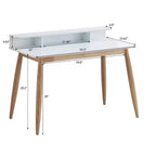 Okak 43IN Mid-Century Wooden Office Desk with Display Shelves, Writing Desk with Elegent Design, Computer Desk for Living Room, Bedroom