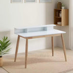 Okak 43IN Mid-Century Wooden Office Desk with Display Shelves, Writing Desk with Elegent Design, Computer Desk for Living Room, Bedroom