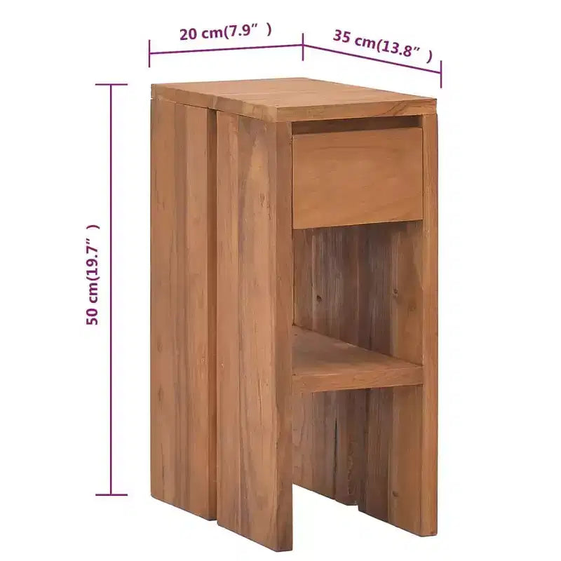 vidaXL Bedside Cabinet Natural Wood Solid Teak Wood Small