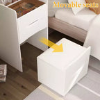 Famapy White Vanity with LED-Lit Mirror,Drawers & Movable Stool,3-Light Modes,Kids Vanity Nightstand,Computer Desk,Christmas Gift
