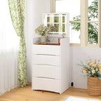 Famapy White Vanity with LED-Lit Mirror,Drawers & Movable Stool,3-Light Modes,Kids Vanity Nightstand,Computer Desk,Christmas Gift