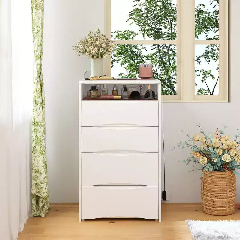 Famapy White Vanity with LED-Lit Mirror,Drawers & Movable Stool,3-Light Modes,Kids Vanity Nightstand,Computer Desk,Christmas Gift