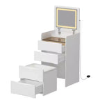 Famapy White Vanity with LED-Lit Mirror,Drawers & Movable Stool,3-Light Modes,Kids Vanity Nightstand,Computer Desk,Christmas Gift