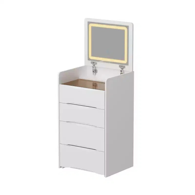 Famapy White Vanity with LED-Lit Mirror,Drawers & Movable Stool,3-Light Modes,Kids Vanity Nightstand,Computer Desk,Christmas Gift