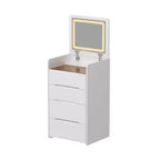 Famapy White Vanity with LED-Lit Mirror,Drawers & Movable Stool,3-Light Modes,Kids Vanity Nightstand,Computer Desk,Christmas Gift
