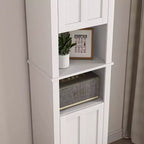 MAYEERTY Bathroom Floor Storage Cabinet with 2 Doors & 6 Shelves, Multifunctional Wooden Cabinet for Living Room Bathroom