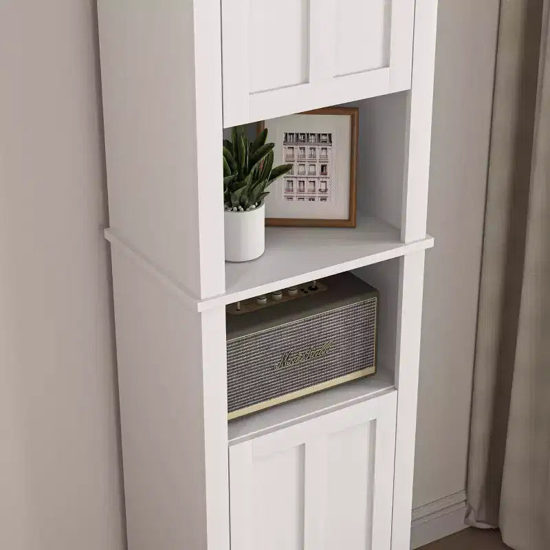 MAYEERTY Bathroom Floor Storage Cabinet with 2 Doors & 6 Shelves, Multifunctional Wooden Cabinet for Living Room Bathroom