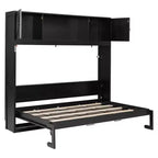Full Size Murphy Bed Wall Bed with Storage Cabinets, Rustic Style Space-Saving Bed Frame - ModernLuxe