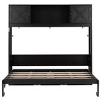 Full Size Murphy Bed Wall Bed with Storage Cabinets, Rustic Style Space-Saving Bed Frame - ModernLuxe