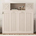 Full Size Murphy Bed Wall Bed with Storage Cabinets, Rustic Style Space-Saving Bed Frame - ModernLuxe