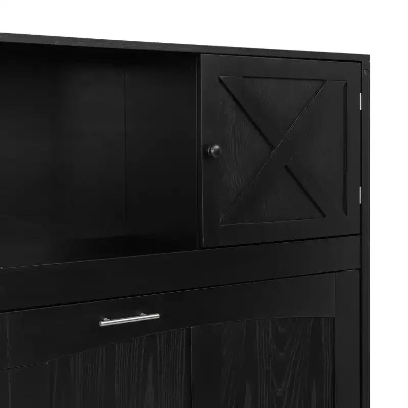 Full Size Murphy Bed Wall Bed with Storage Cabinets, Rustic Style Space-Saving Bed Frame - ModernLuxe