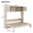 Full Size Murphy Bed Wall Bed with Storage Cabinets, Rustic Style Space-Saving Bed Frame - ModernLuxe