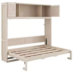 Full Size Murphy Bed Wall Bed with Storage Cabinets, Rustic Style Space-Saving Bed Frame - ModernLuxe