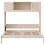 Full Size Murphy Bed Wall Bed with Storage Cabinets, Rustic Style Space-Saving Bed Frame - ModernLuxe