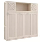 Full Size Murphy Bed Wall Bed with Storage Cabinets, Rustic Style Space-Saving Bed Frame - ModernLuxe