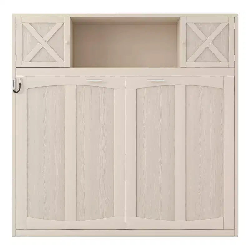 Full Size Murphy Bed Wall Bed with Storage Cabinets, Rustic Style Space-Saving Bed Frame - ModernLuxe